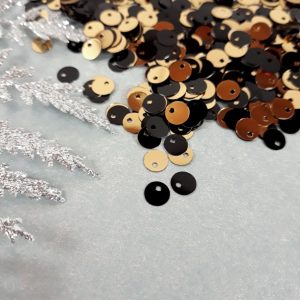 Paillettes liscie foro alto, colore doppio metallico argento e oro.