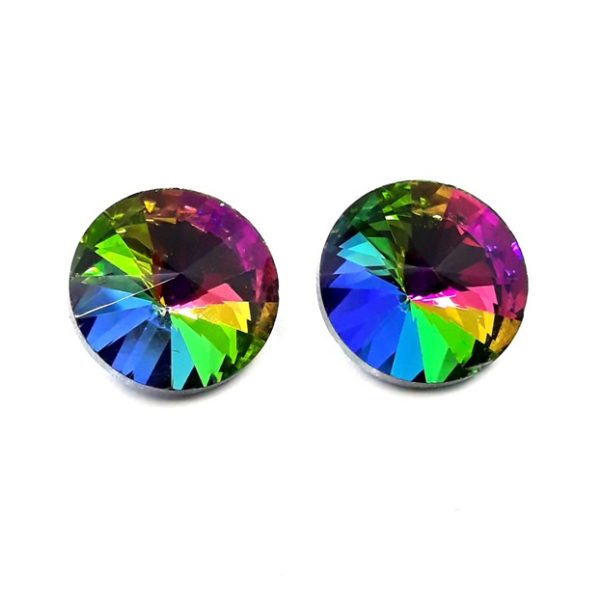 Cabochon rivoli in vetro, colore vitrail.