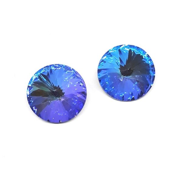 Tondi cabochon in cristallo, rivoli, colore blu.