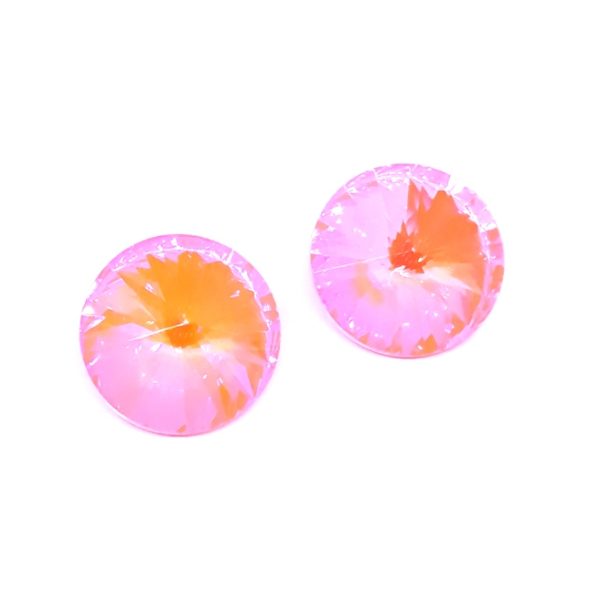 Tondi cabochon in cristallo, rivoli, colore rosa.