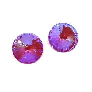 Tondi cabochon in cristallo, rivoli, colore rosso.