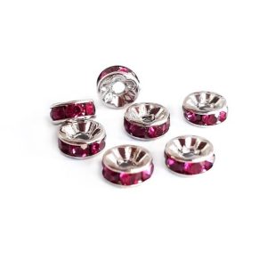 Rondelle strass con cristalli colore viva magenta.