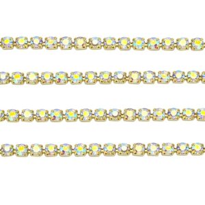 Catenina strass cristallo AB in ottone colore oro