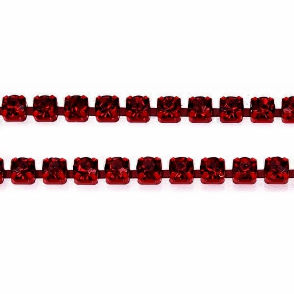 Catene strass per bigiotteria, colore rosso