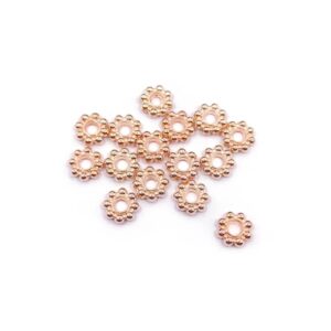 Distanziatori per bigiotteria, a forma di fiore, 5mm, colore rosegold.